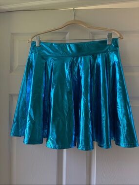 Metallic Teal Circle Skirt - Women's Shimmer Skater -Bundle Only